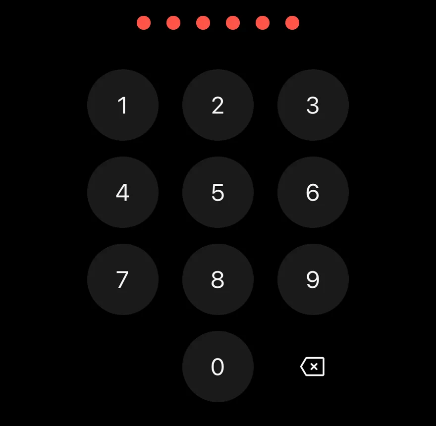 Pin Pad (error state) on iOS in dark mode