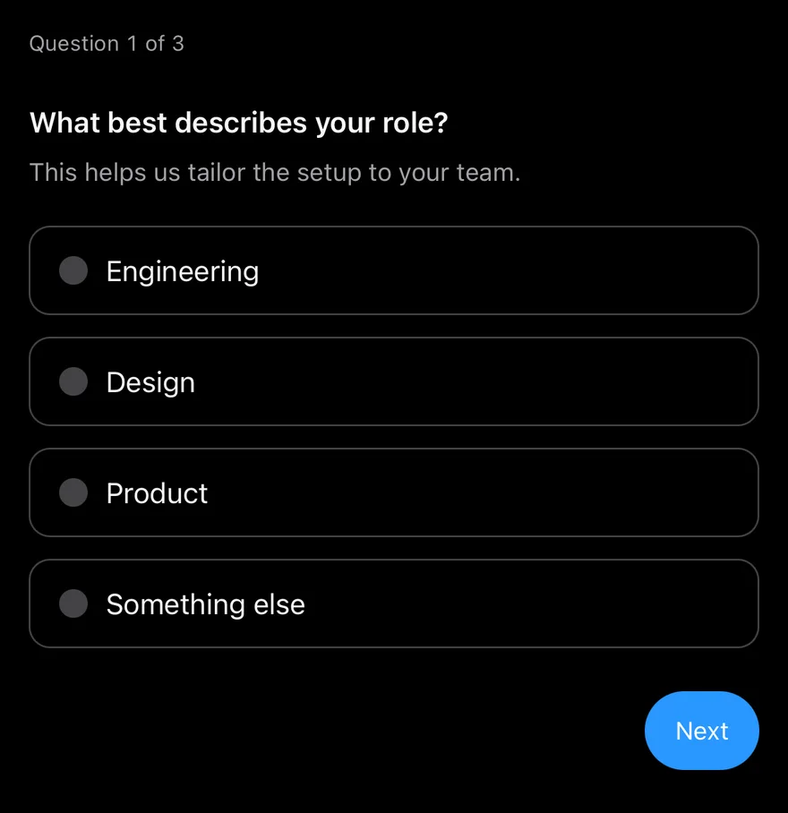 Questionnaire on iOS in dark mode