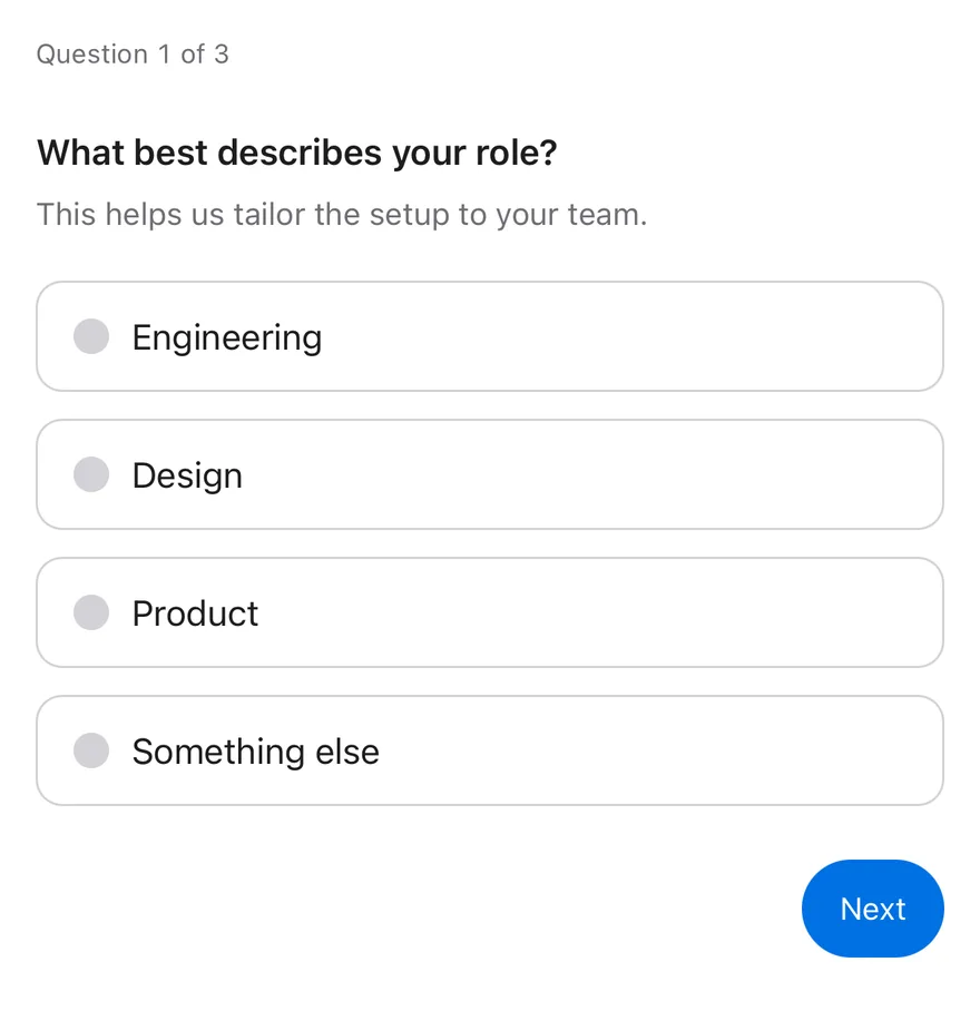 Questionnaire on iOS in light mode