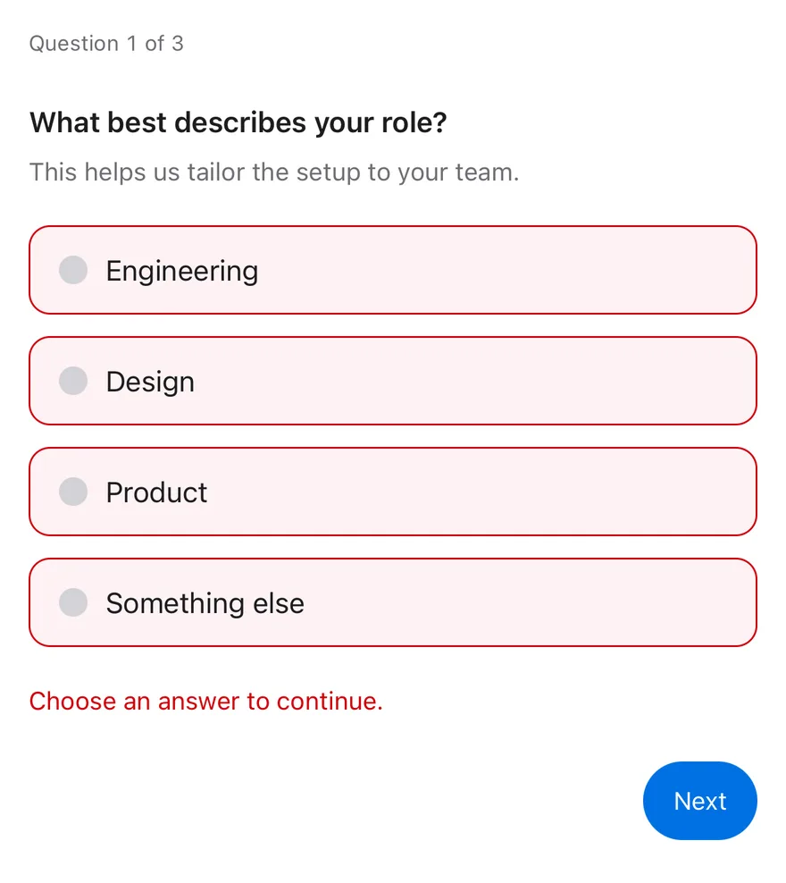 Questionnaire (invalid) on iOS in light mode