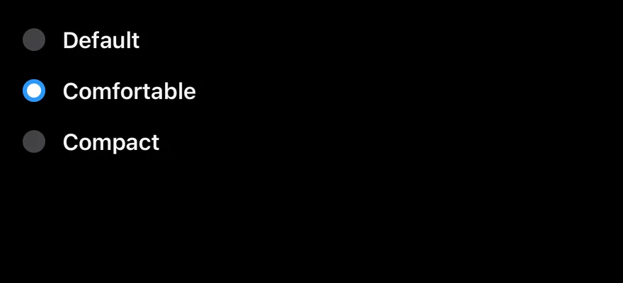 Radio Group on iOS in dark mode