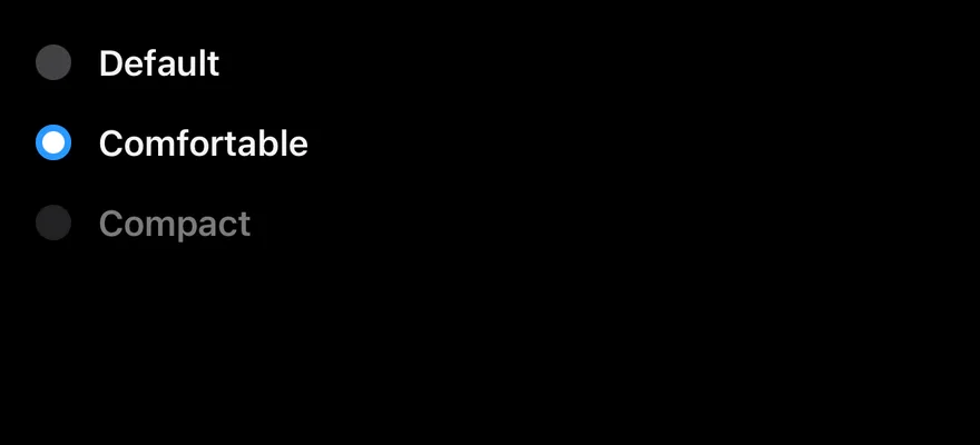Radio Group (disabled item) on iOS in dark mode