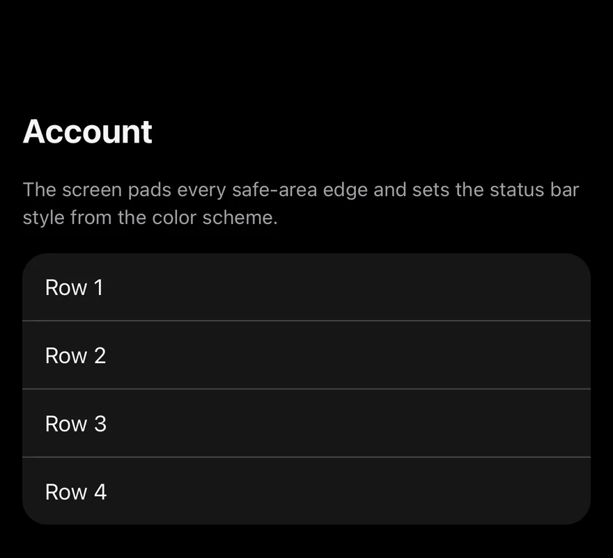 Screen on iOS in dark mode