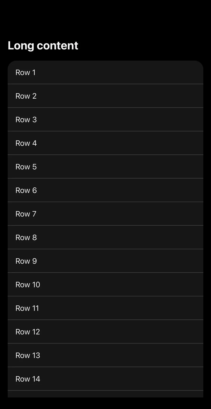 Screen (scrollable) on iOS in dark mode
