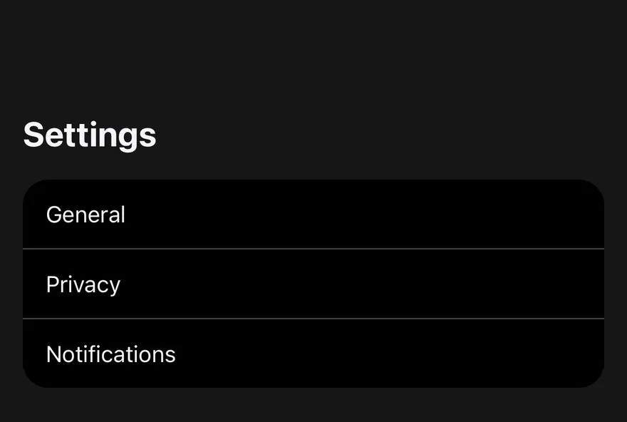 Screen (secondary) on iOS in dark mode