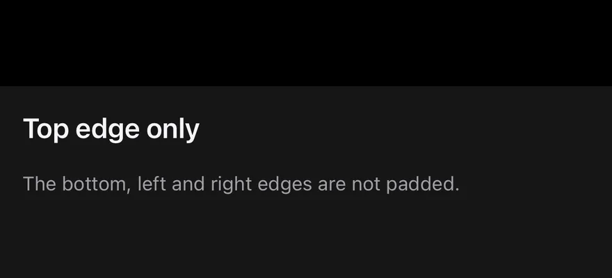 Screen (top edge only) on iOS in dark mode