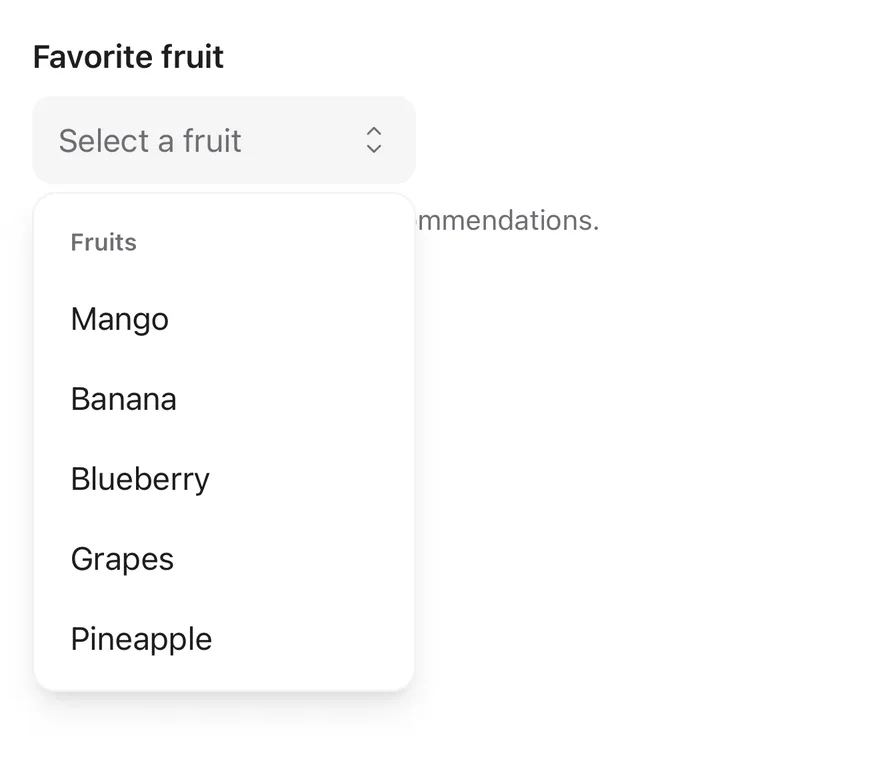 Select (with label) on iOS in light mode