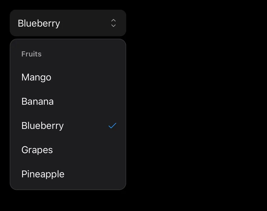 Select (with value) on iOS in dark mode