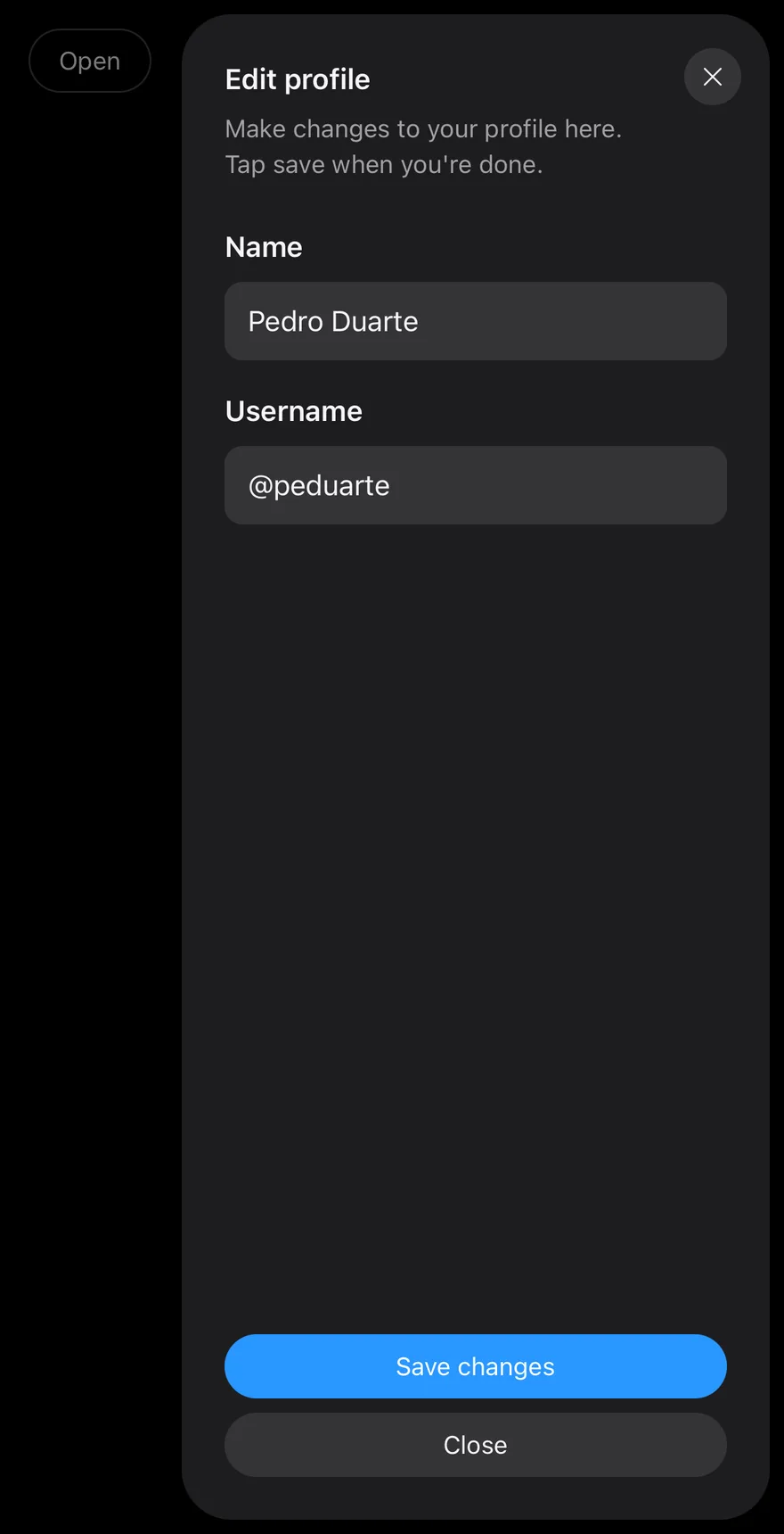 Sheet on iOS in dark mode
