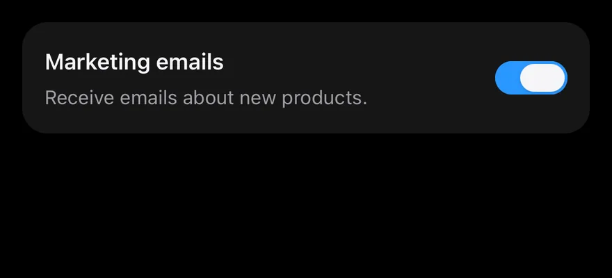 Switch (with description) on iOS in dark mode