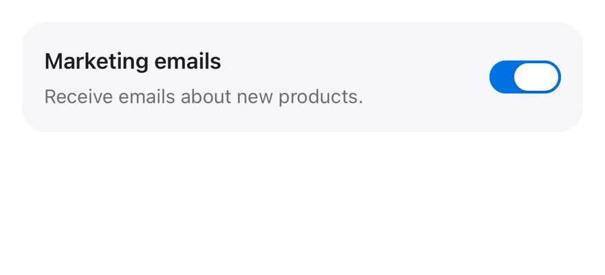 Switch (with description) on iOS in light mode