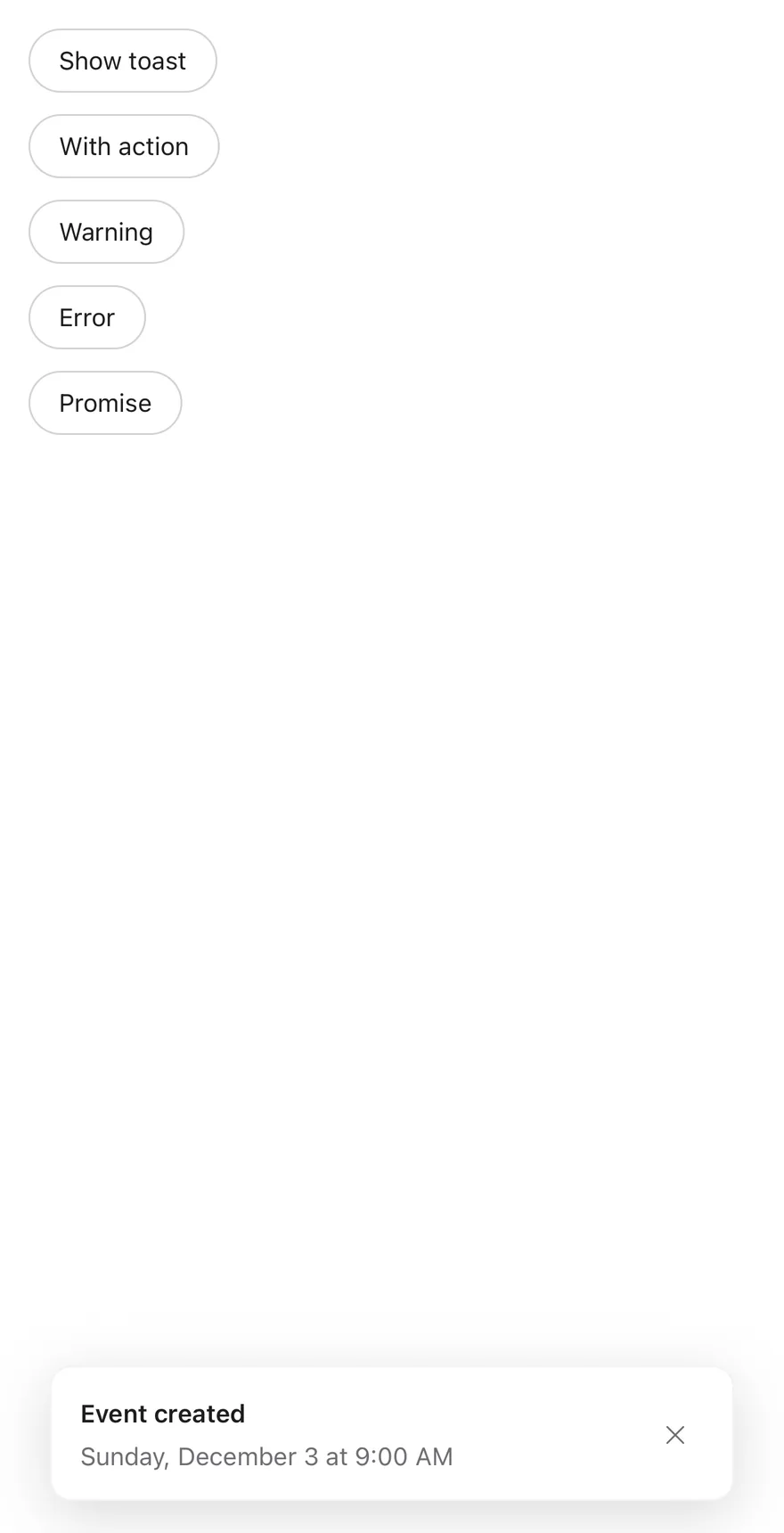 Toast on iOS in light mode