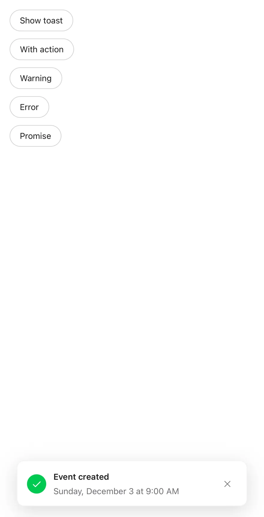 Toast (show on load) on iOS in light mode