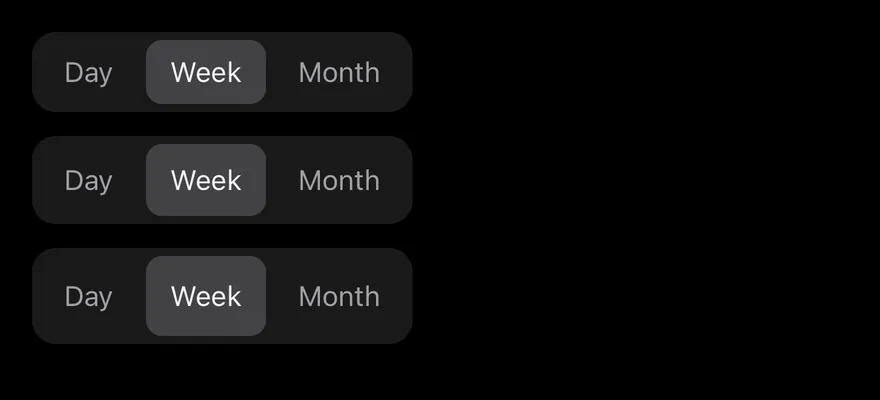 Toggle Group (segmented sizes) on iOS in dark mode