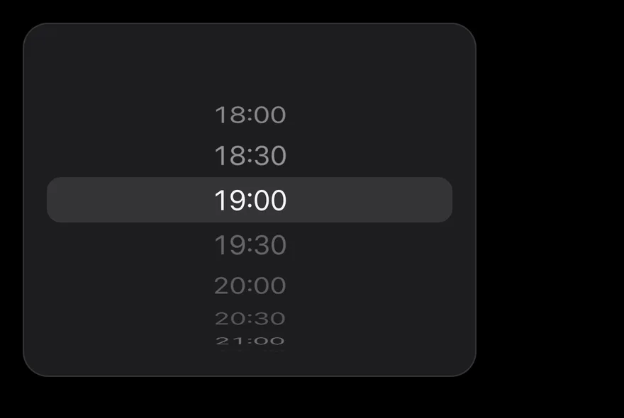 Wheel Picker (disabled items) on iOS in dark mode