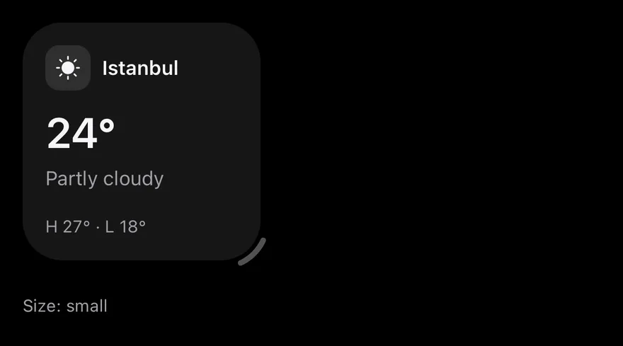 Widget (controlled) on iOS in dark mode