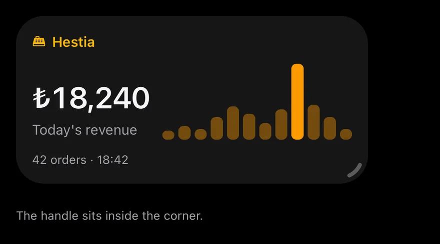 Widget (inside handle) on iOS in dark mode