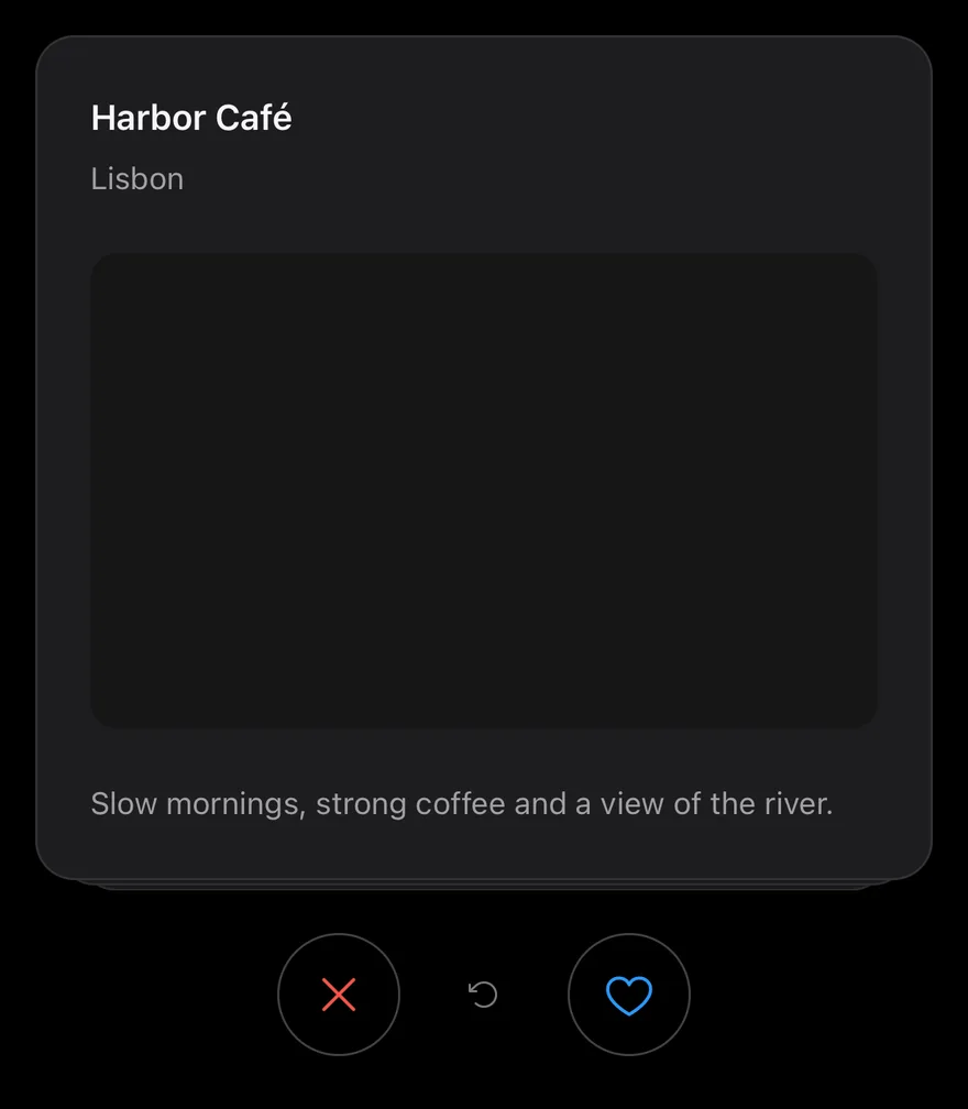 Card Stack on iOS in dark mode