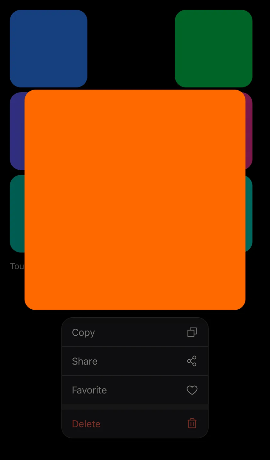 Preview Menu (open by default) on iOS in dark mode