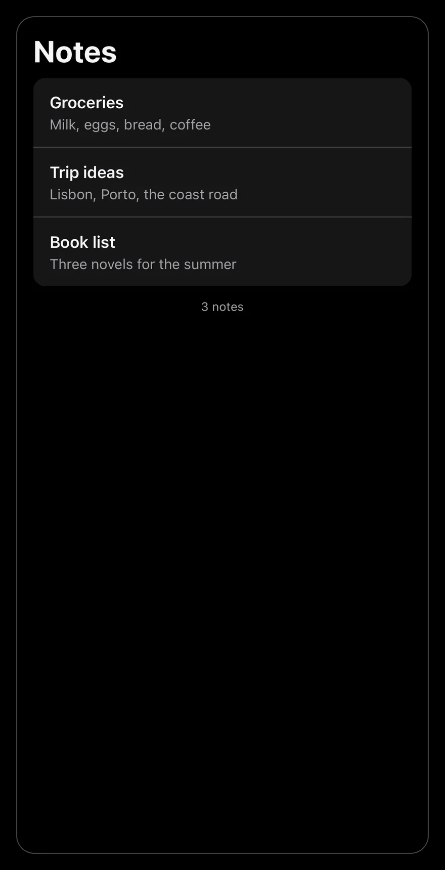Search Reveal (short list) on iOS in dark mode