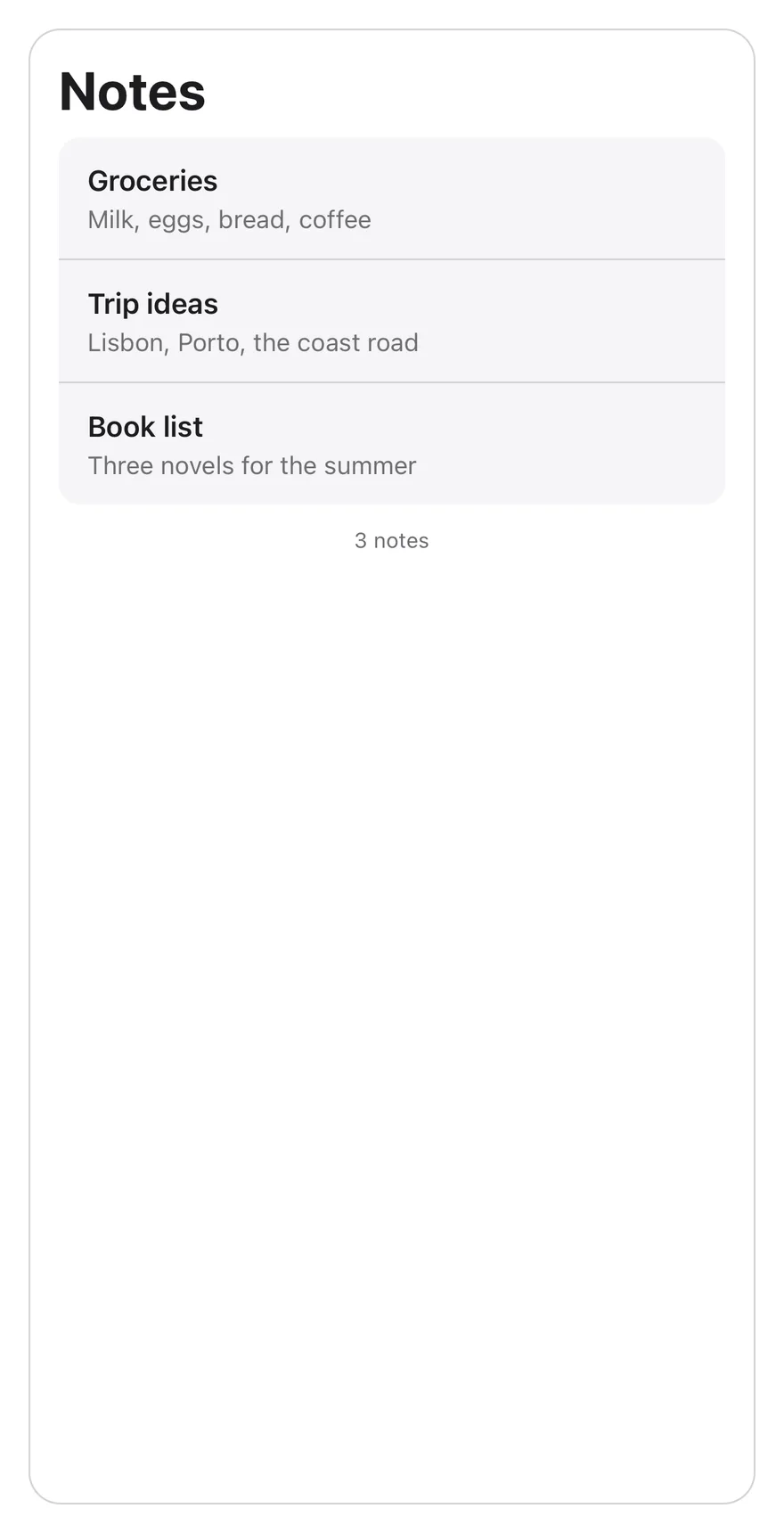 Search Reveal (short list) on iOS in light mode