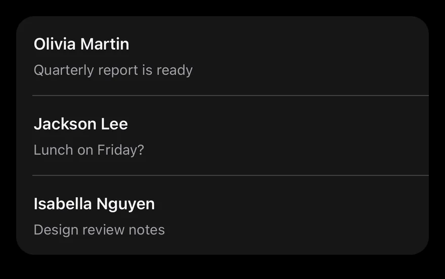 Swipe Actions on iOS in dark mode
