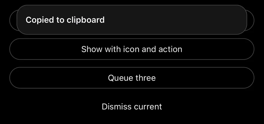 Top Banner (title only) on iOS in dark mode