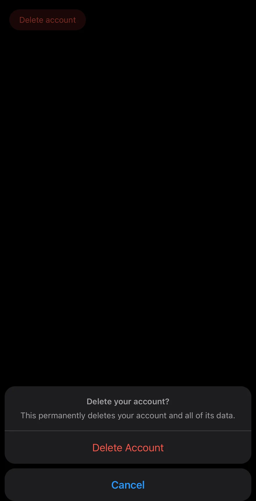 Confirm (open by default) on iOS in dark mode