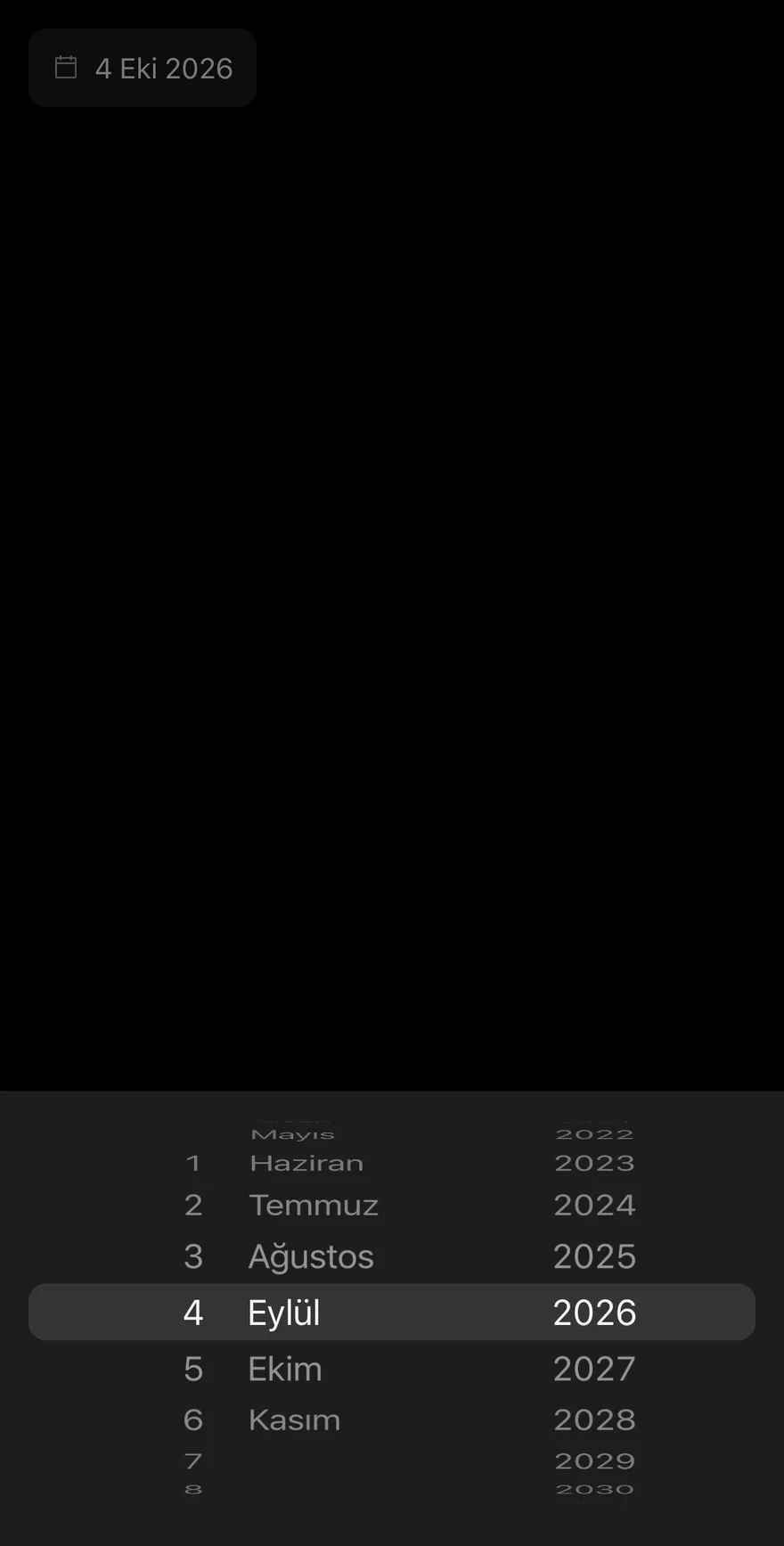 Date Picker (locale) on iOS in dark mode