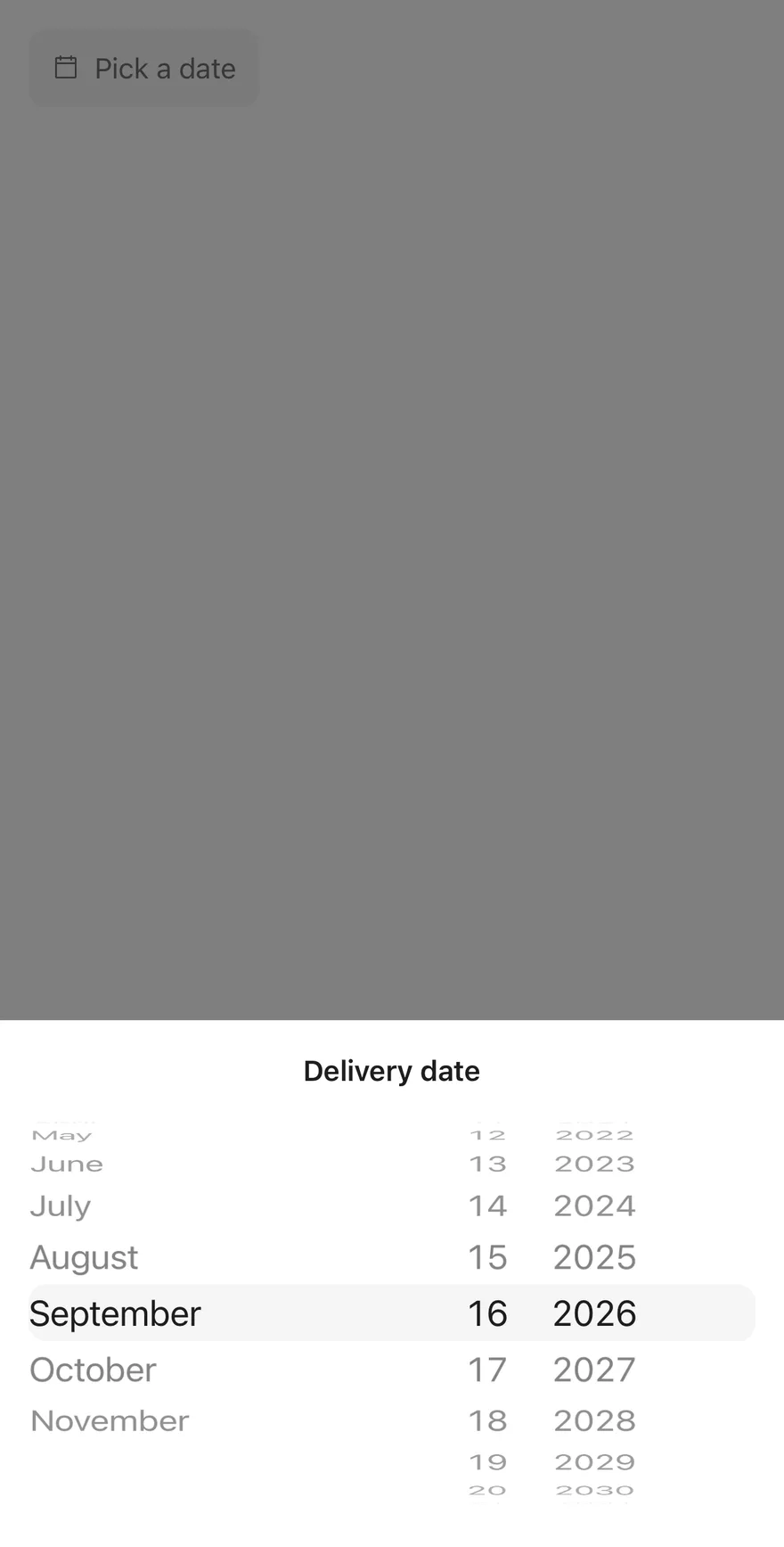Date Picker (with title) on iOS in light mode