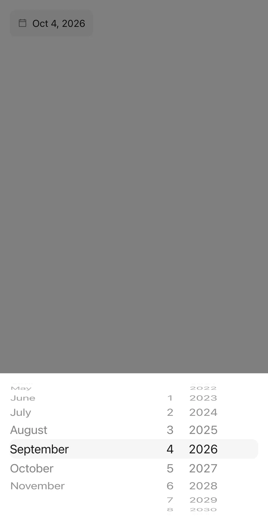 Date Picker (with value) on iOS in light mode