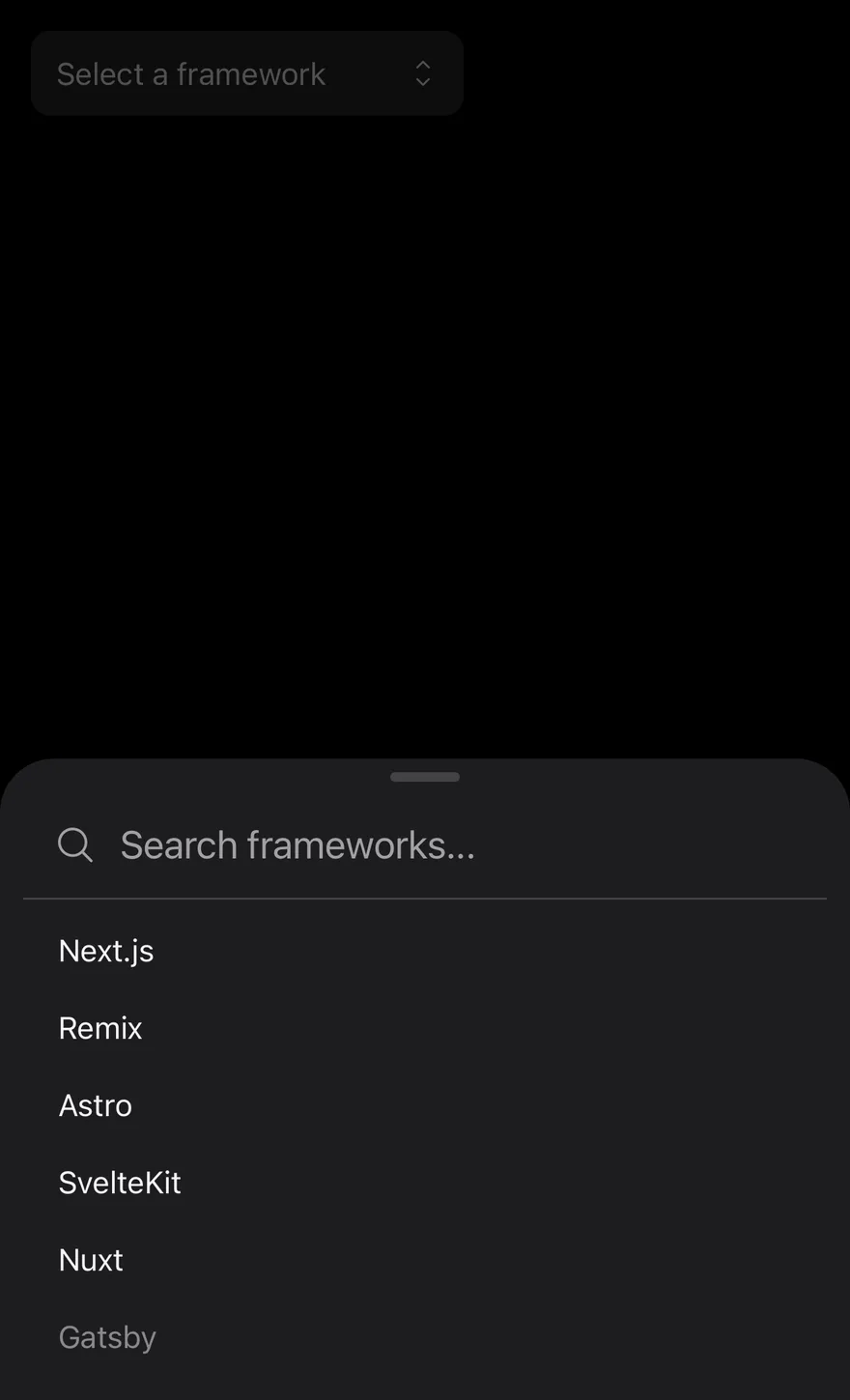 Search Picker on iOS in dark mode