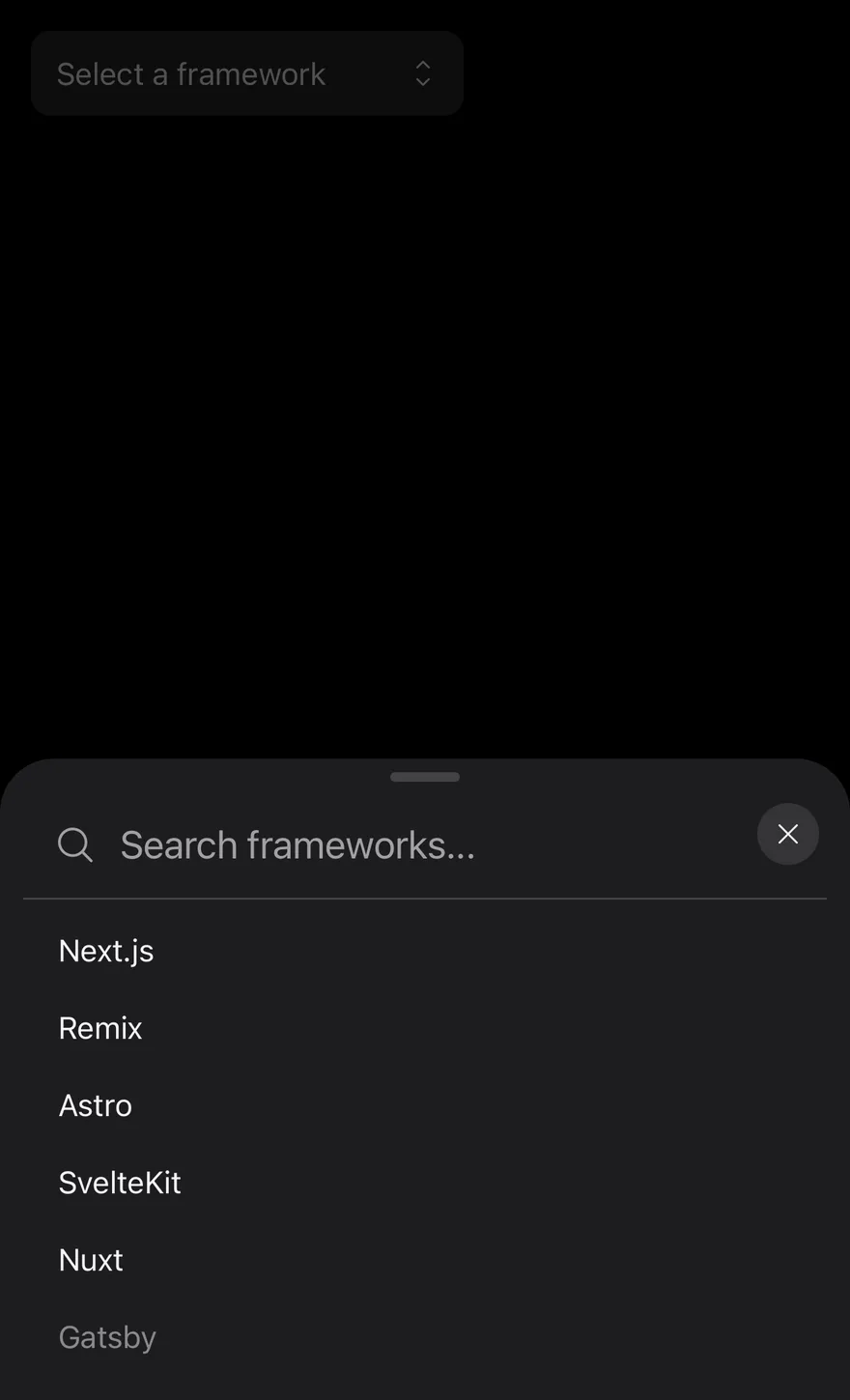 Search Picker (with close button) on iOS in dark mode