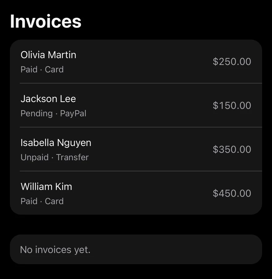 Table List on iOS in dark mode