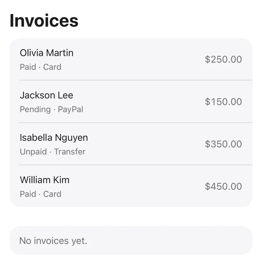 Table List on iOS in light mode